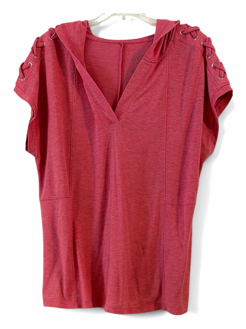Lane Bryant Livi Active Coral Cap Sleeve Grommet Lace Up Hoodie 14/16